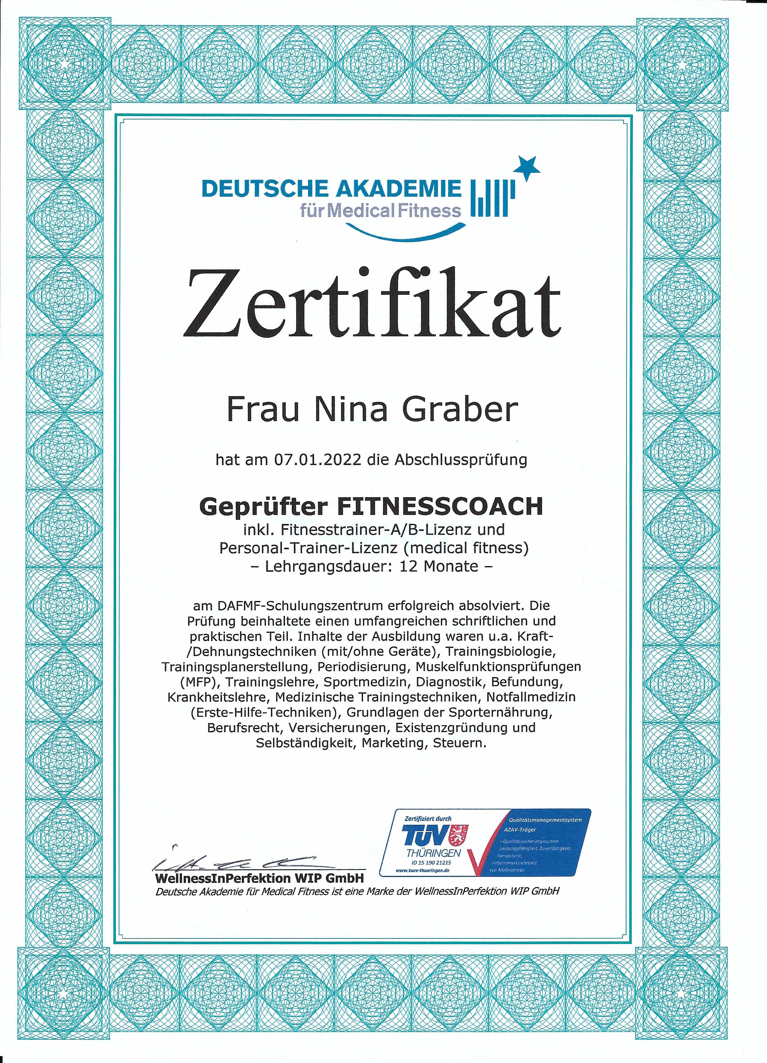 Fitnesszertifikatdeutsch